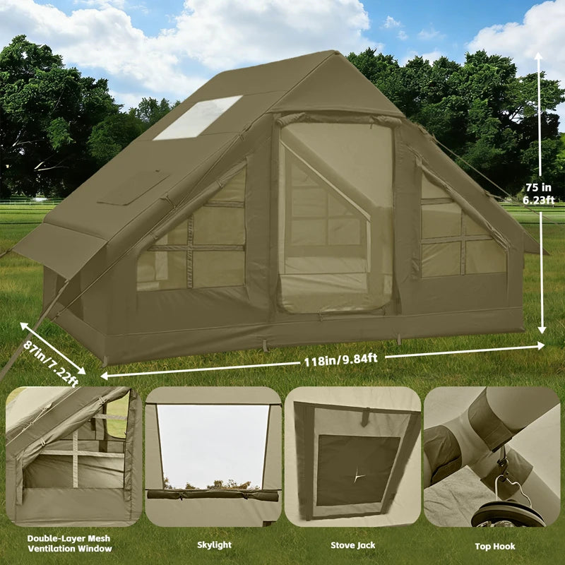 Green Air Inflatable Glamping Tent — 2–8 Person, Waterproof Oxford