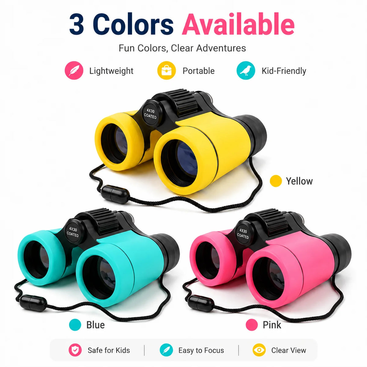 Kids Binoculars 4x30 Portable High-Magnification for Birdwatching, Outdoor Play, Educational Gifts for Boys & Girls