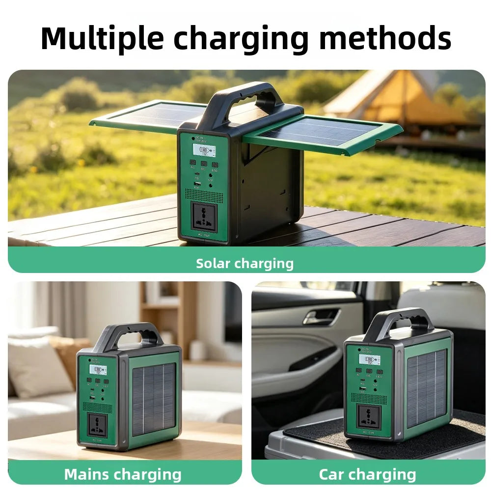 300W Solar Generator Portable Power Station 220V Emergency Backup Power with LED & Solar Panel Outdoor Camping RV Travel