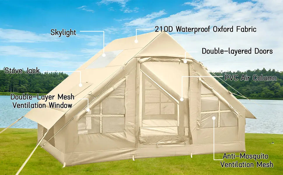 Green Air Inflatable Glamping Tent — 2–8 Person, Waterproof Oxford