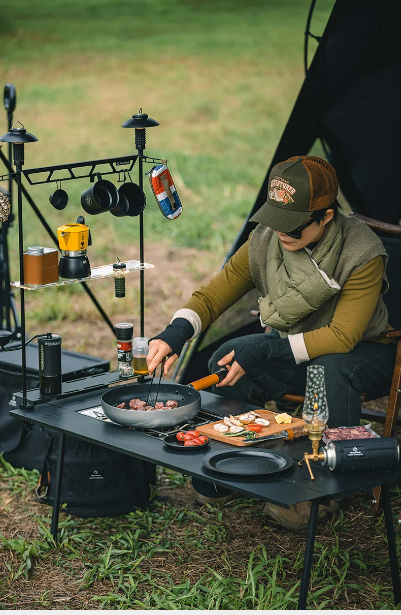 Thous Winds Camping Cookware Set Stainless Steel Outdoor Cooking Kit Tableware Cookset Pan Bowl Kettle Pot Picnic with Mesh Bag