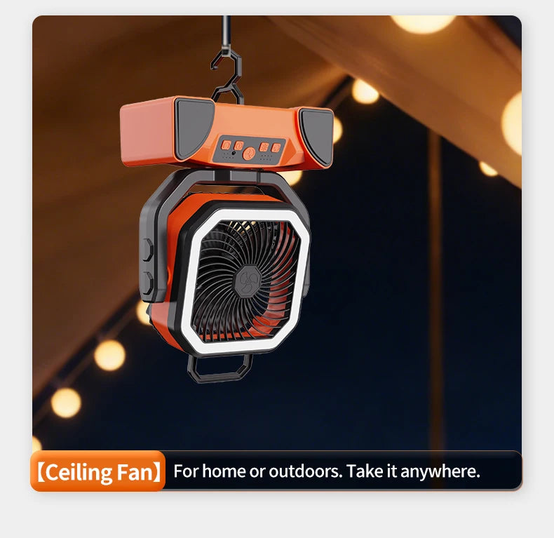 Outdoor Portable Fan 50000mAh Battery Operated with Turbo High-Speed Brushless Motor Auto-Swing for Camping Hiking Picnic BBQ