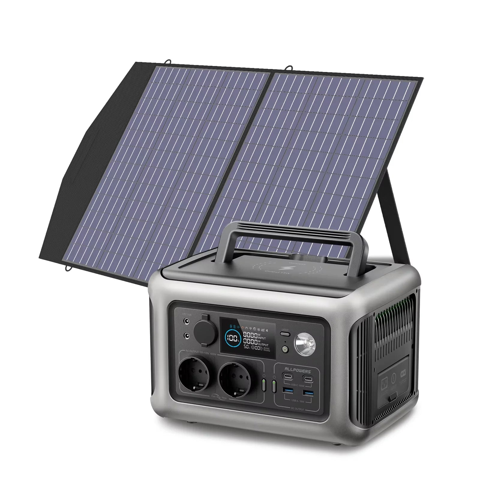 ALLPOWERS R600 Power Station + 100W Solar Panel — 299Wh LiFePO4 Kit