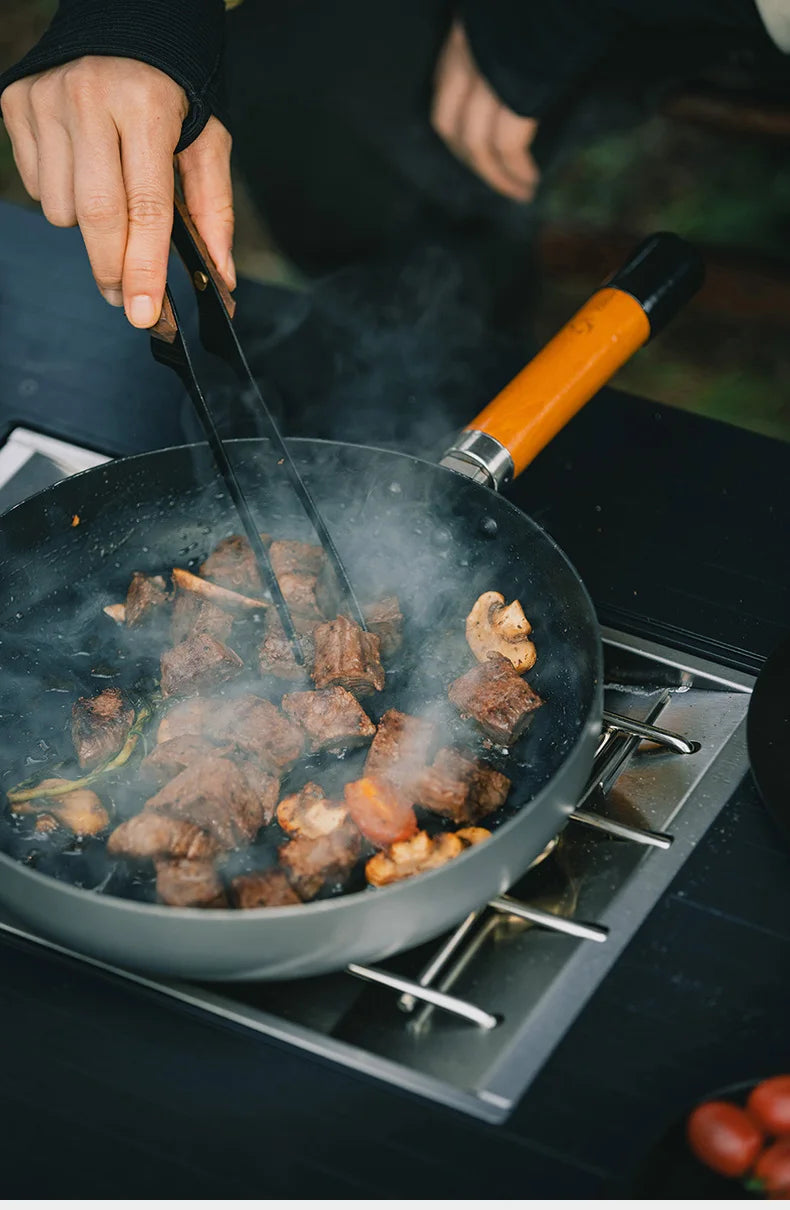 Thous Winds Camping Cookware Set Stainless Steel Outdoor Cooking Kit Tableware Cookset Pan Bowl Kettle Pot Picnic with Mesh Bag