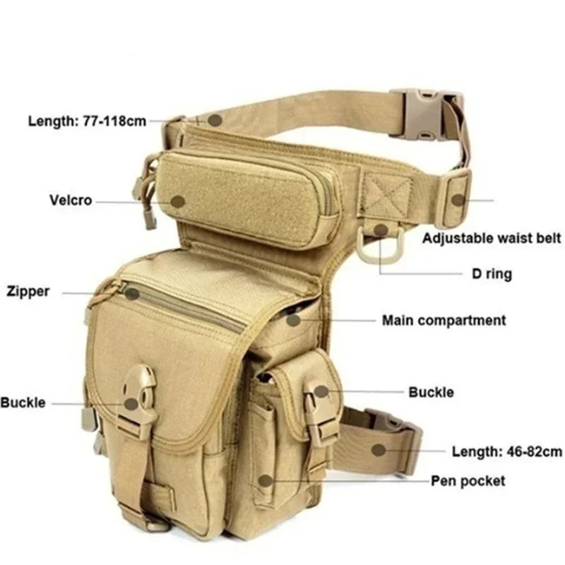 Men Waist Fanny Pack Leg Bag Military Tactical Motorcycle Rider Camera Sports Travel Nylon Male Bum Hip Belt Thigh Fanny Bags