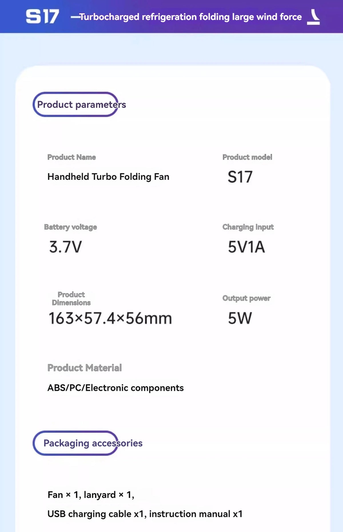 Hanging Ice Pack Handheld High-speed Fan Folding 100 Speed Infinitely Adjustable Fan Portable For Outdoor Neck