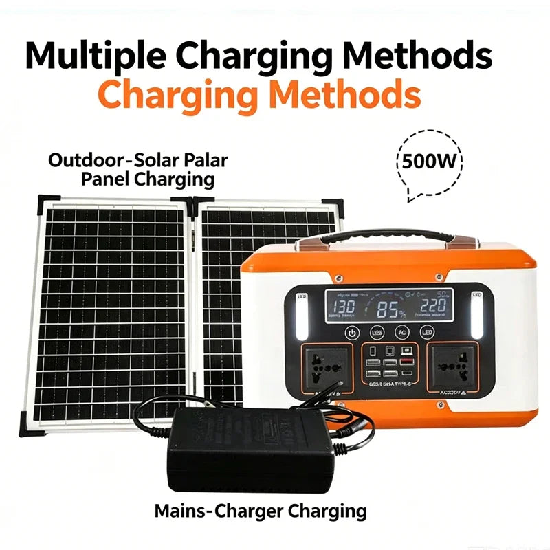 New High Power 600W 500W Portable Power Station 220V 55Ah/40Ah Solar Outdoor Mobile Power Supply Home Emergency Energy Storage