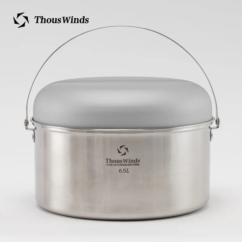 Thous Winds Camping Cookware Set Stainless Steel Outdoor Cooking Kit Tableware Cookset Pan Bowl Kettle Pot Picnic with Mesh Bag