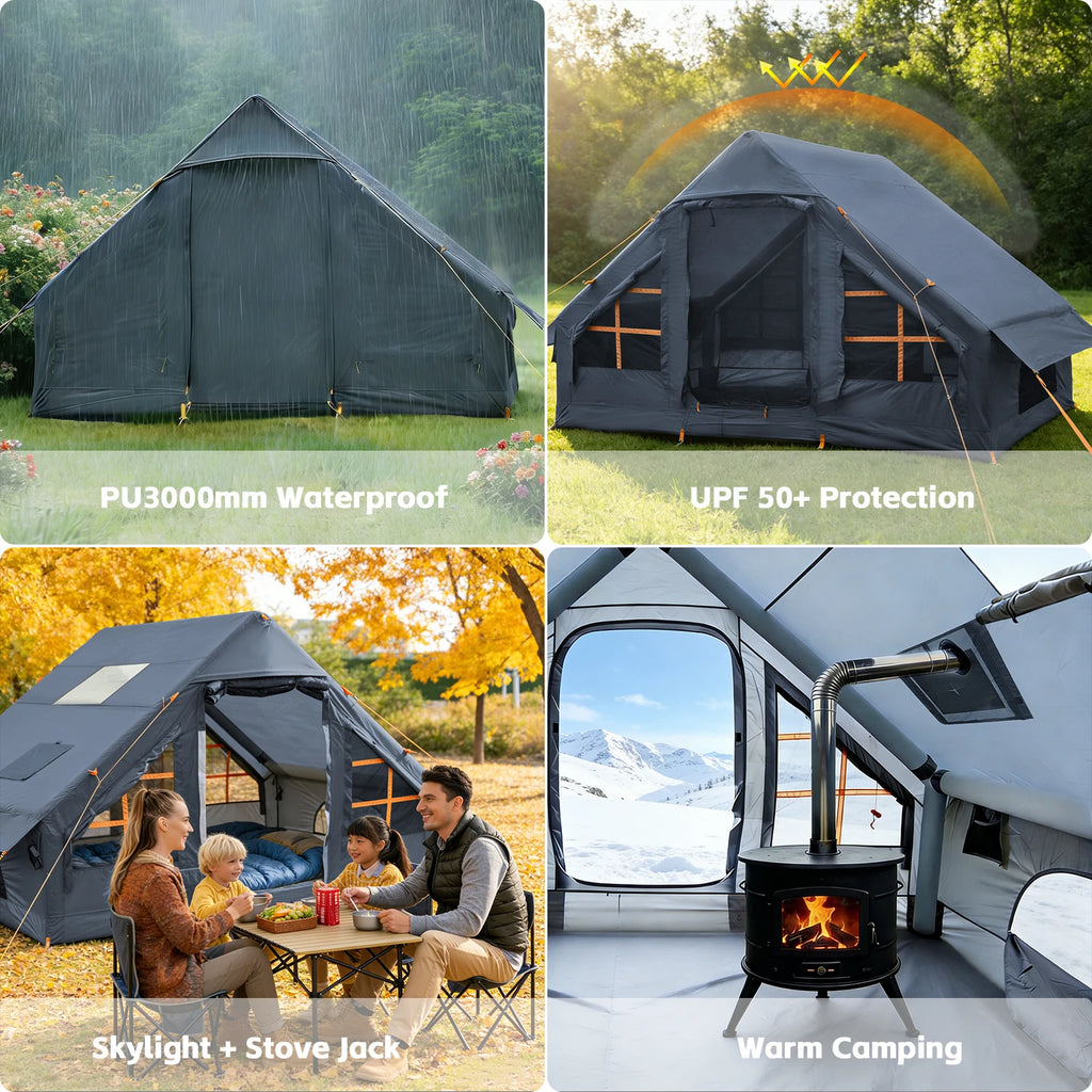 Green Air Inflatable Glamping Tent — 2–8 Person, Waterproof Oxford