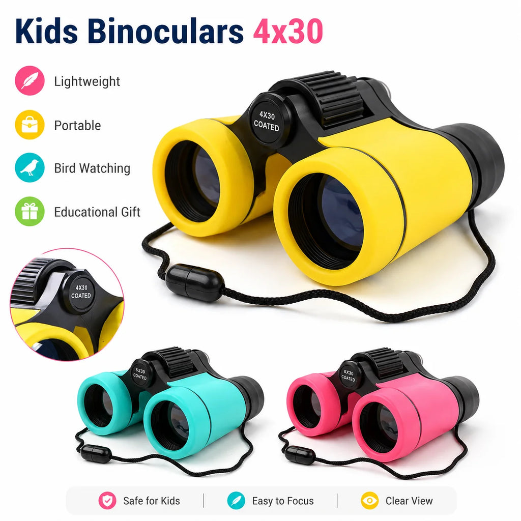 Kids Binoculars 4x30 Portable High-Magnification for Birdwatching, Outdoor Play, Educational Gifts for Boys & Girls