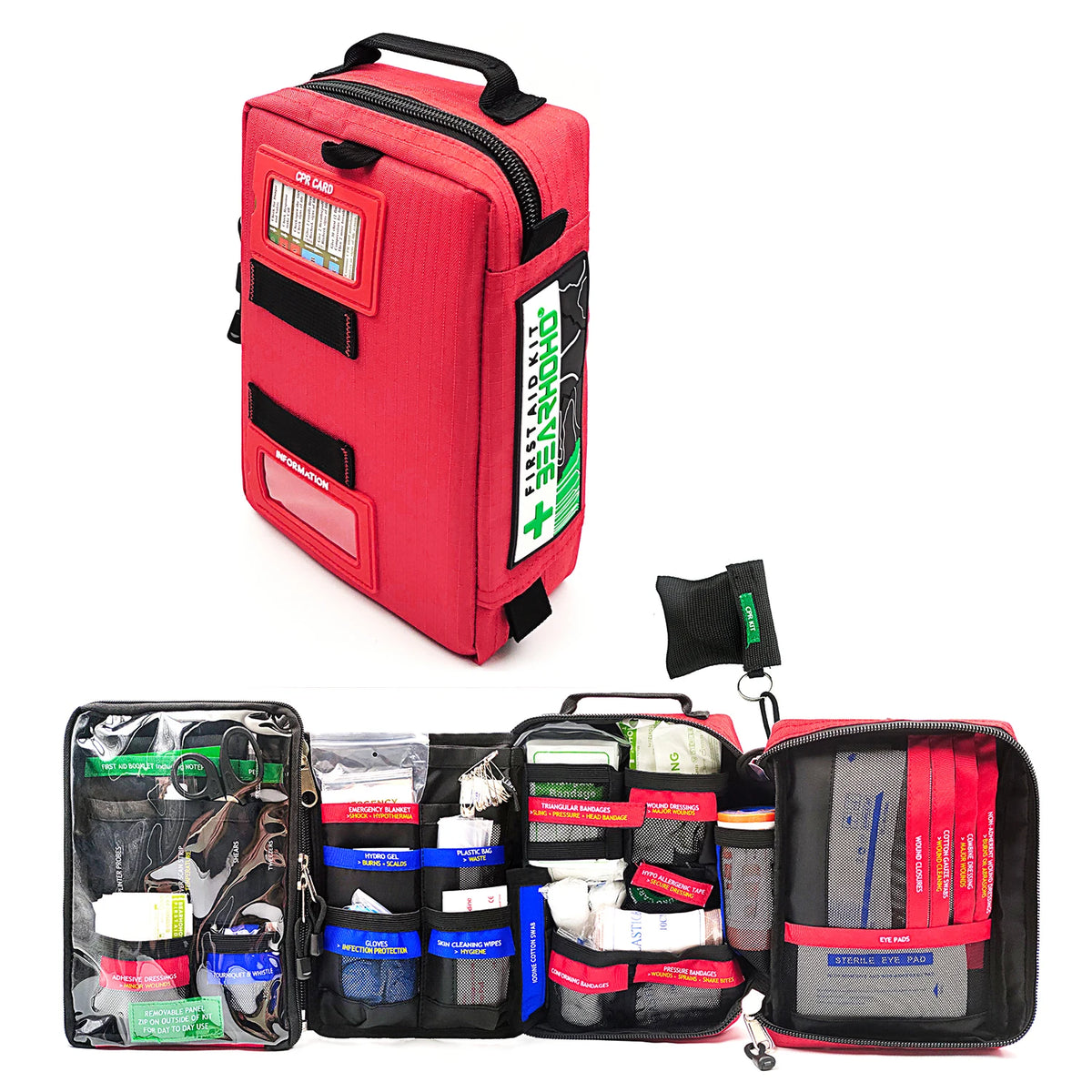 BearHoHo Large Size Handy First Aid Kit Bag Emergency Kit Medical Rescue Bag for Workplace Home Outdoor Car Travel Hiking Camping