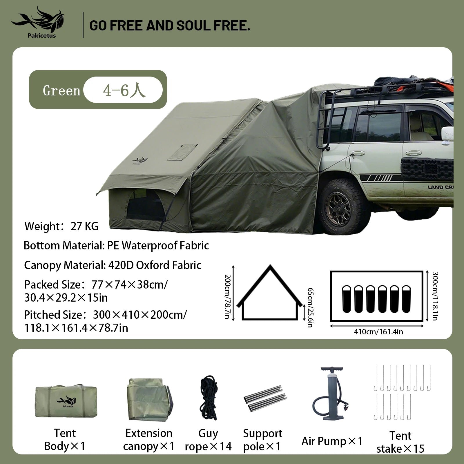 PAKICETUS Inflatable Camping Tent — 4 Season, 4–8 Person with Windows