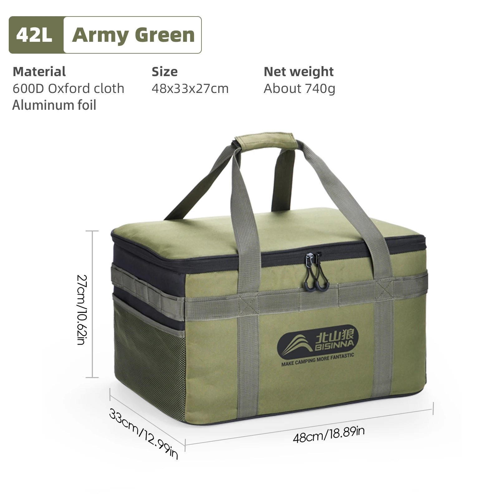 BISINNA Camping Storage Bag — 26L/30L/42L Gas Tank & Cookware Carrier
