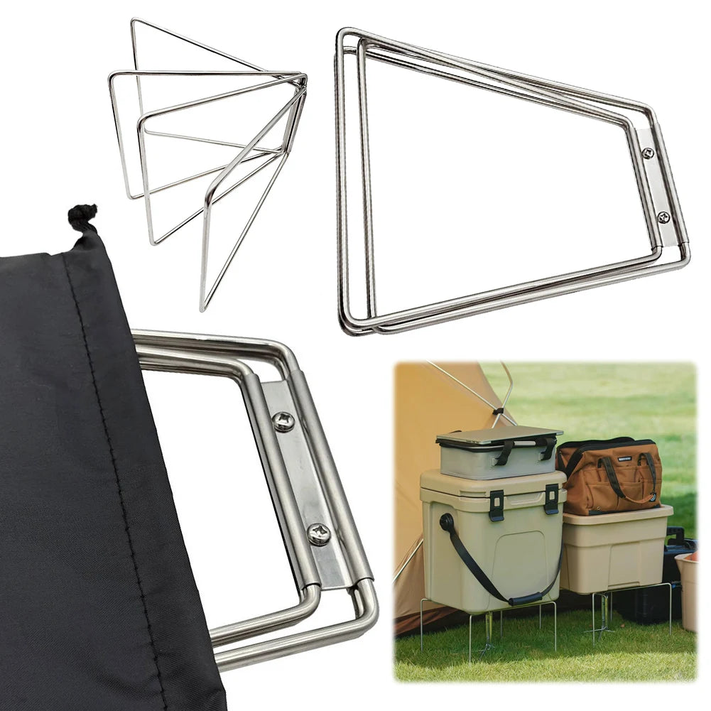 Camping Foldable Metal Stand Portable Aluminum Alloy Box Stand Outdoor Storage Boxes