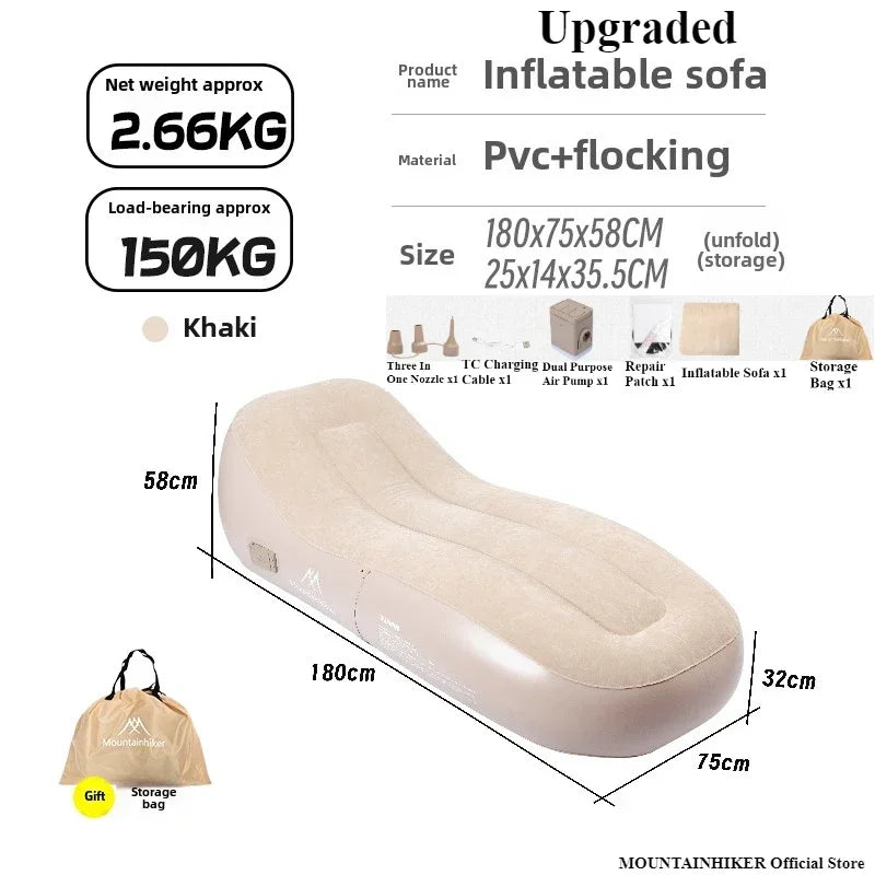 Upgraded Inflatable Air Sofa Bed Outdoor Air Mattress Lazy Camping Automatic Inflatable Sleeping Mat 180X75X58Cm