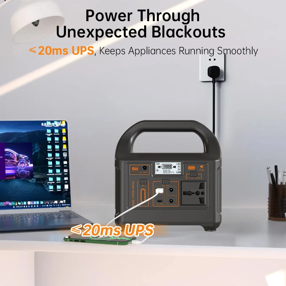Gaiaray Portable Power Station 100W 200W 300W 500W Pure Sine Wave Solar Generator 110V/220V UPS LiFePO4 Power Plant For Camping