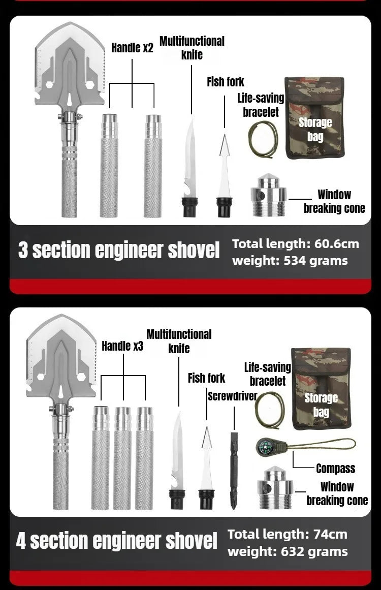 Multifunctional Shovel Folding Military Shovel Outdoor Survival Supplies Set Garden Tools Camping Accessories