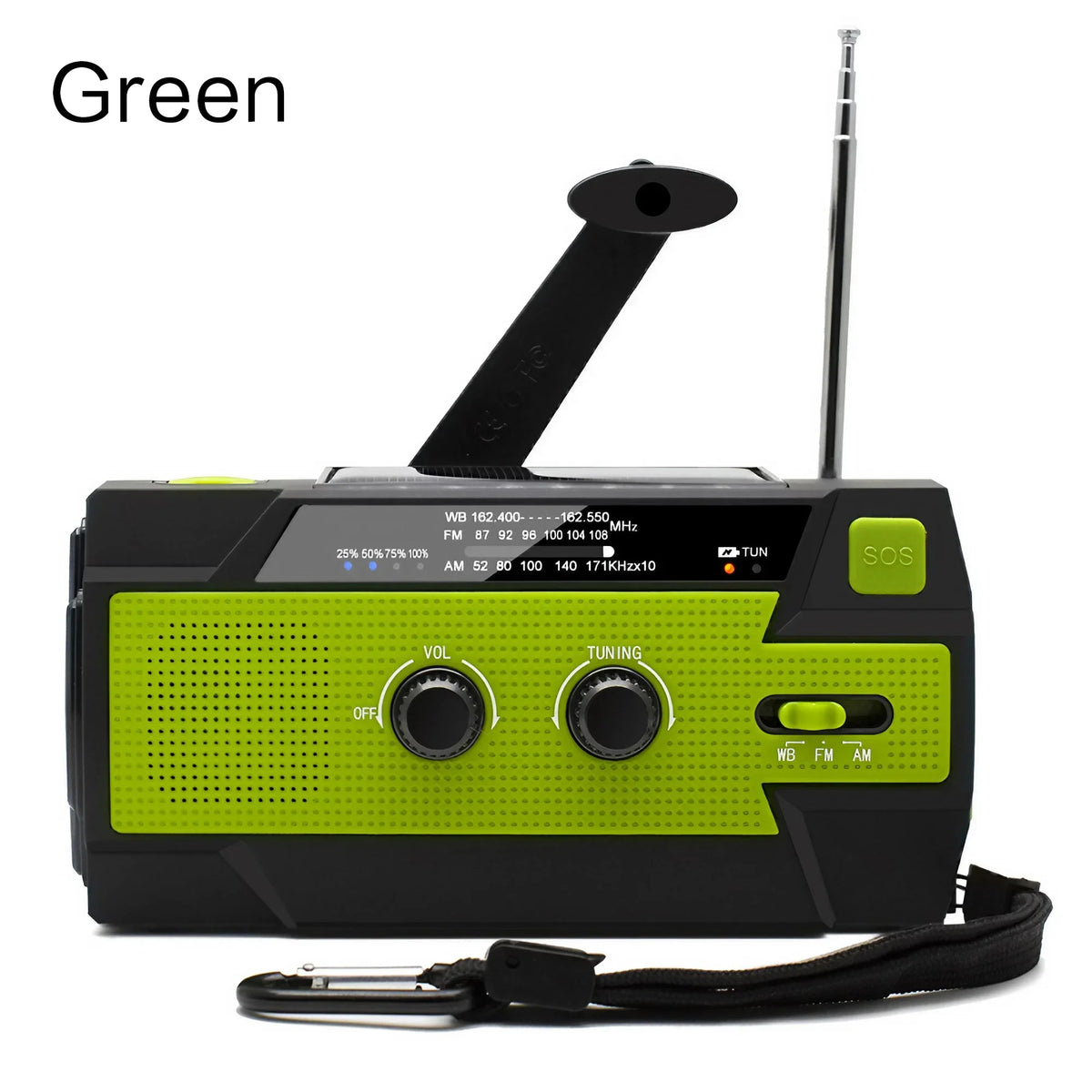 Portable Solar Hand Crank AM/FM Radio — Flashlight, Power Bank & SOS
