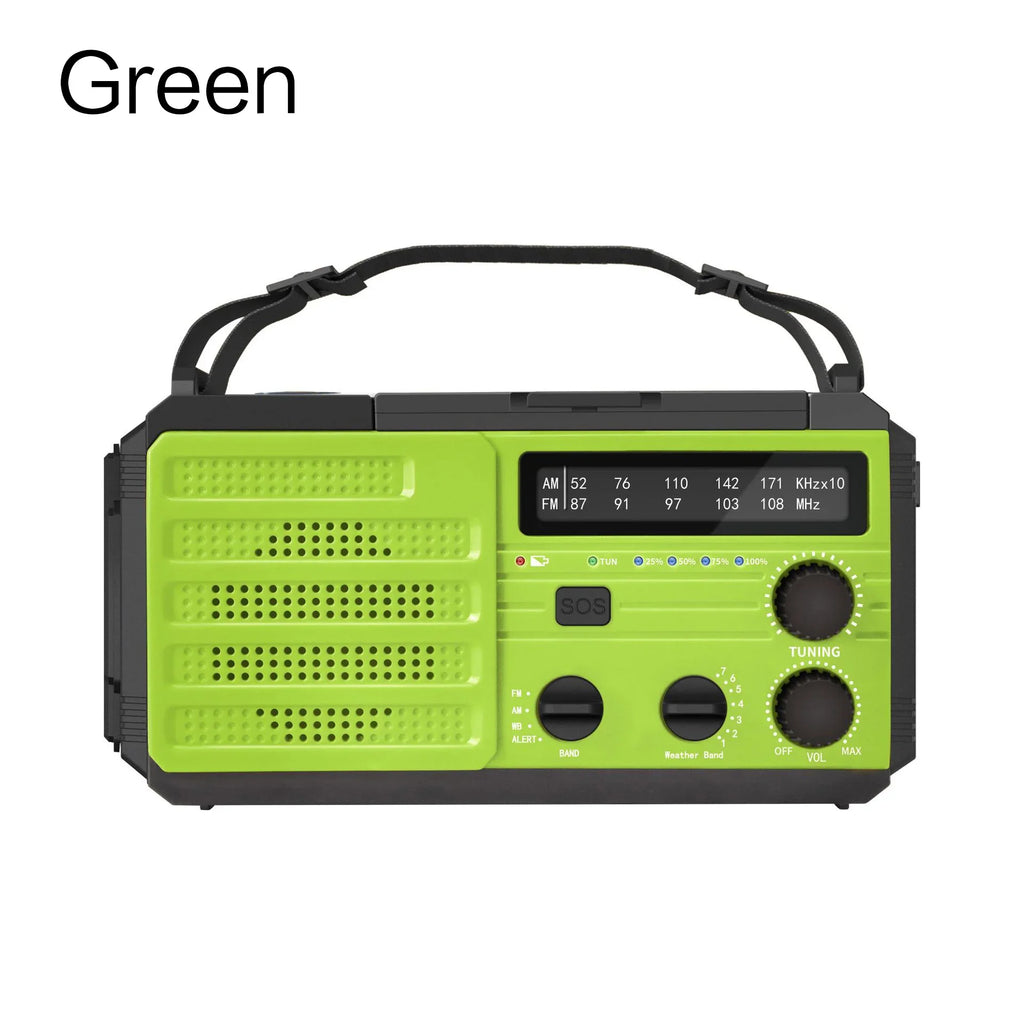 Portable Solar Hand Crank AM/FM Radio — Flashlight, Power Bank & SOS