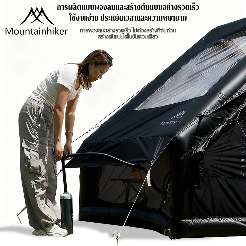 Mountainhiker Inflatable Tent - Khaki/Black with Air Pump & Storage Bag