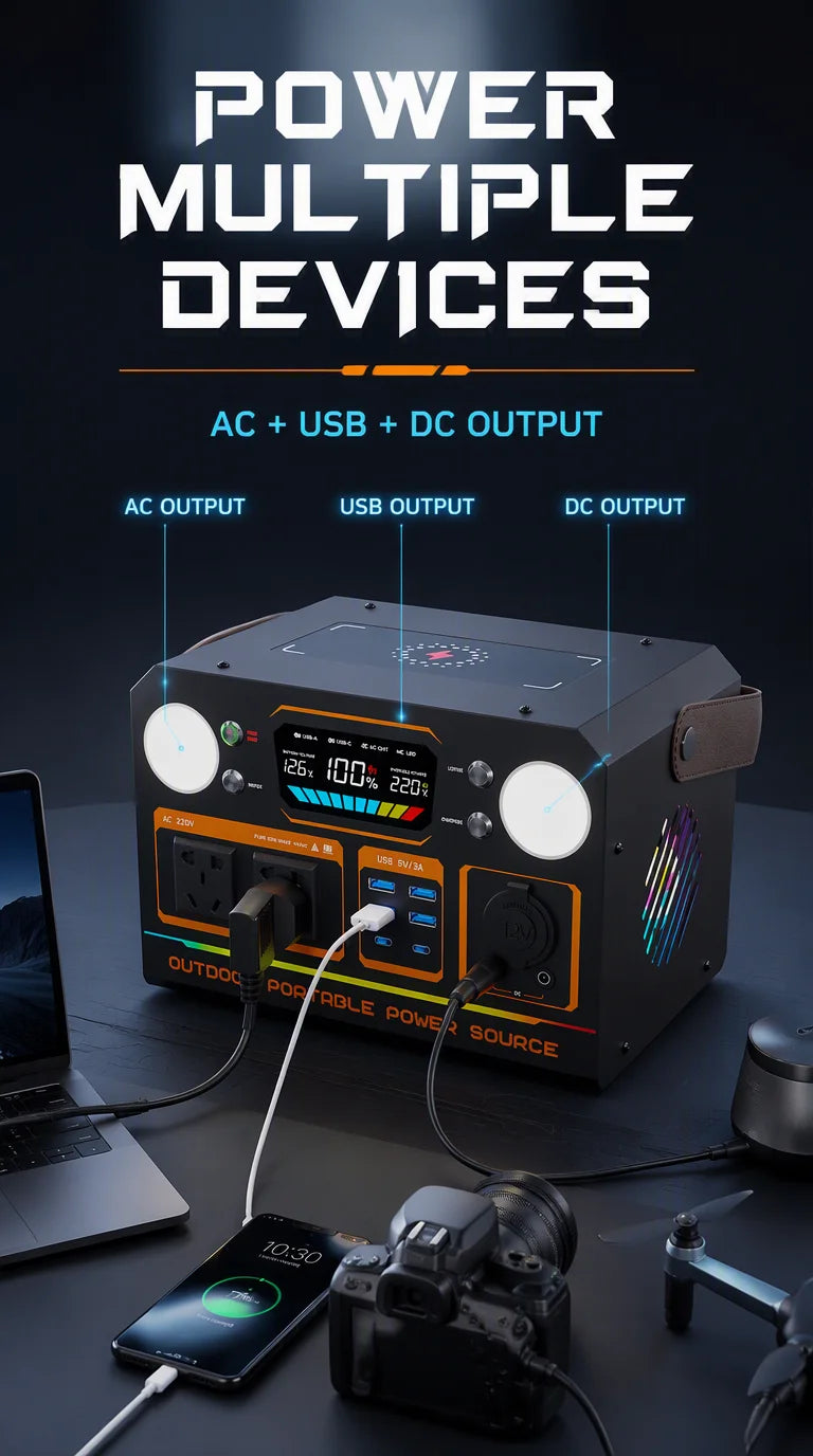 Outdoor power supply 500W/600W portable large-capacity battery, with AC socket, camping self-driving live broadcast power outage