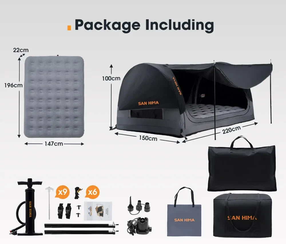 San Hima Double Air Swag — 2 Person Inflatable Swag Tent with Air Mattress