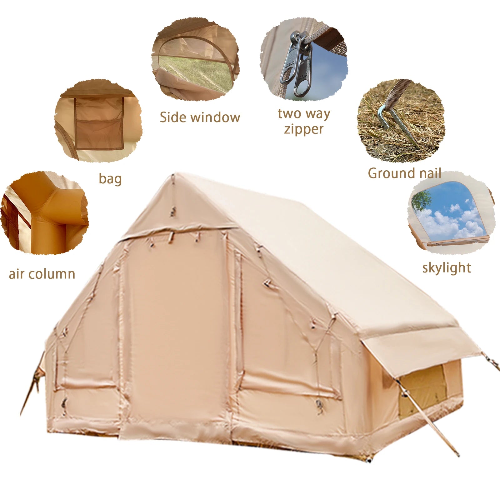 PAKICETUS Inflatable Camping Tent — 4 Season, 4–8 Person with Windows