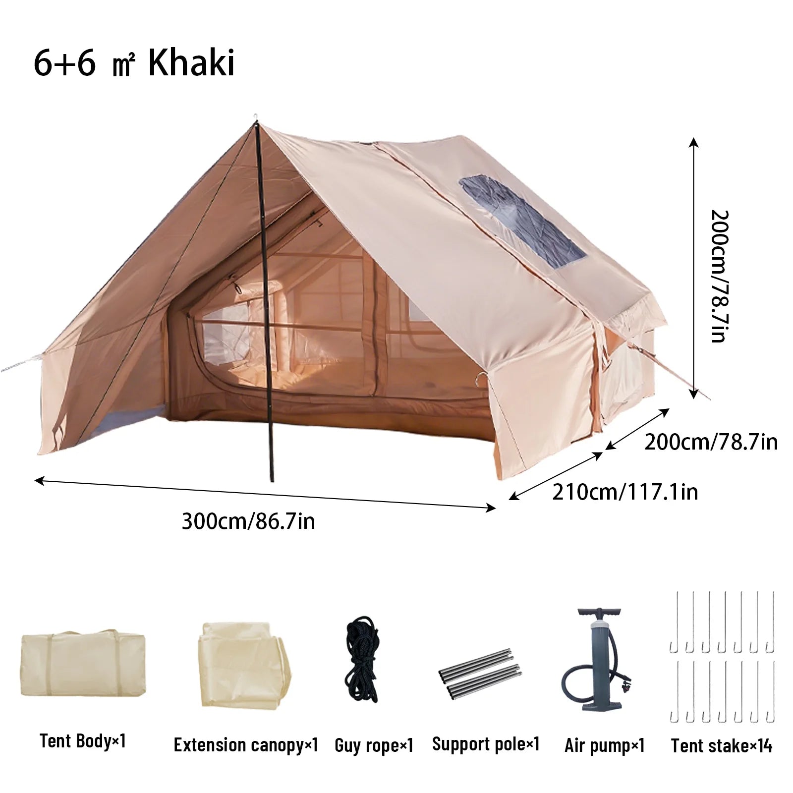 PAKICETUS Inflatable Camping Tent — 4 Season, 4–8 Person with Windows