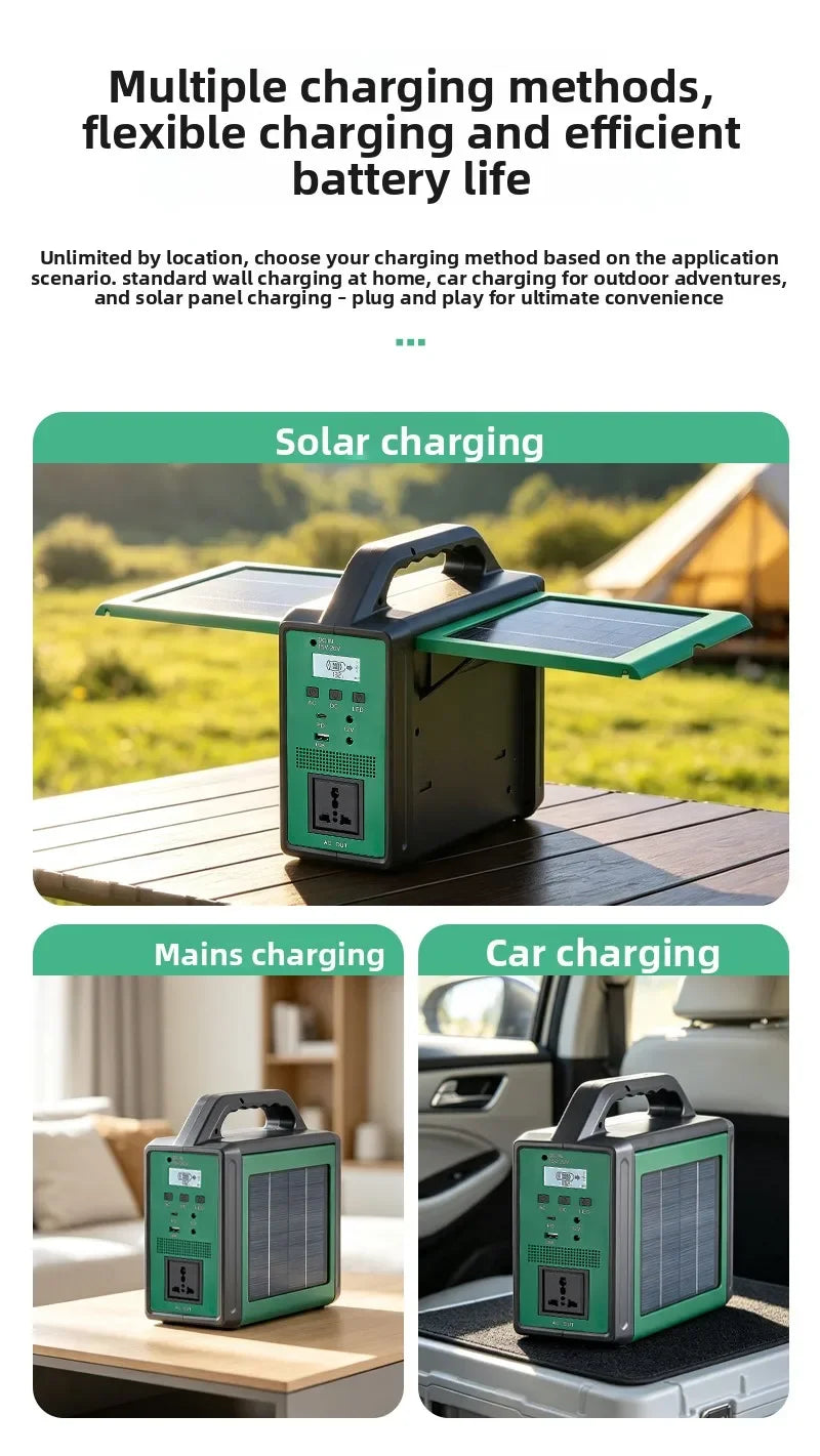 300W Solar Generator Portable Power Station 220V Emergency Backup Power with LED & Solar Panel Outdoor Camping RV Travel
