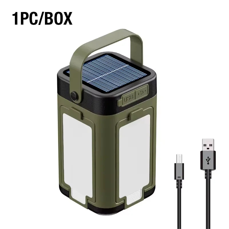 Rechargeable LED Camping Lantern — 6 Modes, Solar & Type-C Charging