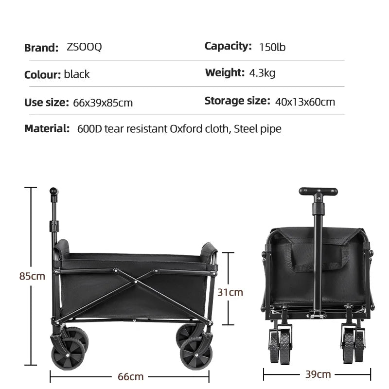 Heavy-Duty Folding Camping Wagon — Portable Utility Cart