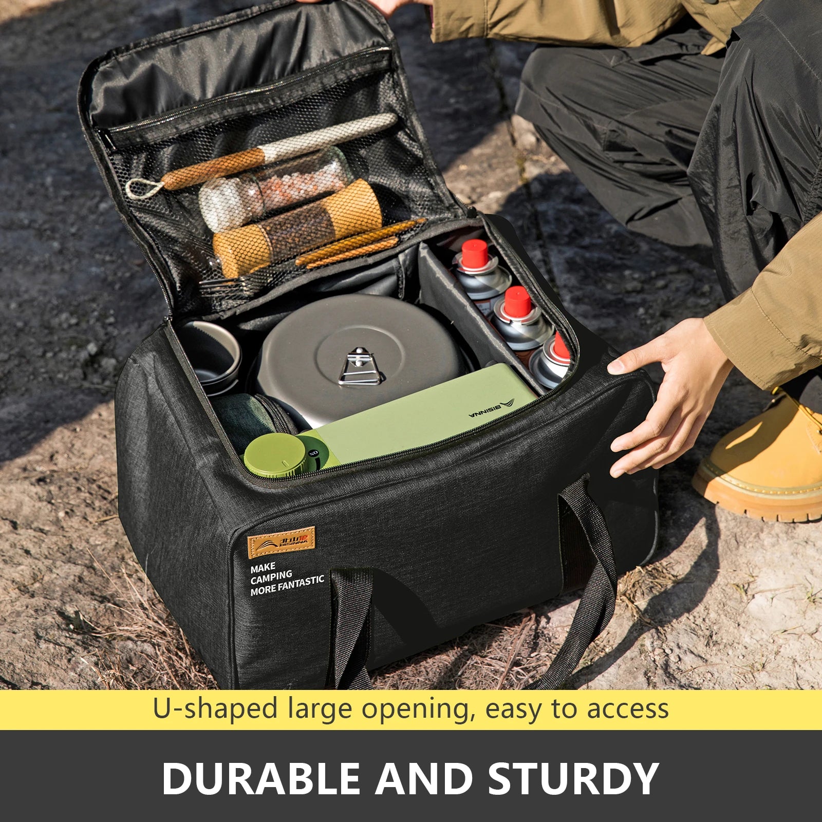 BISINNA Camping Storage Bag — 26L/30L/42L Gas Tank & Cookware Carrier