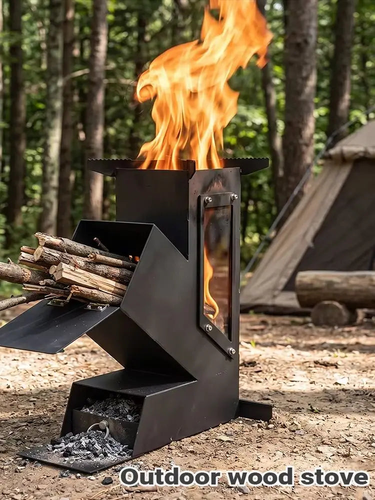 Pandatour Outdoor Portable Stainless Steel Rocket Stove For Outdoor Cooking Camping Stove Heating And Cooking Wood Stove