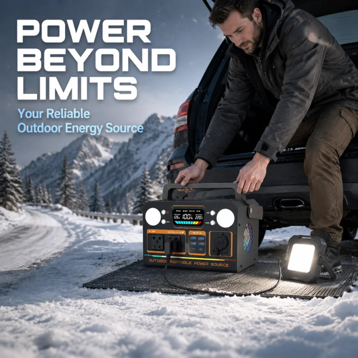 Outdoor power supply 500W/600W portable large-capacity battery, with AC socket, camping self-driving live broadcast power outage