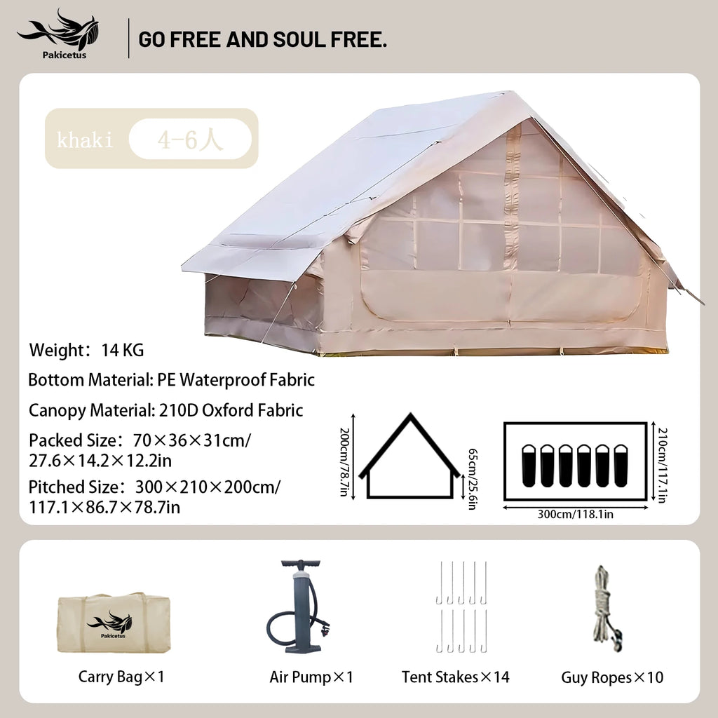 PAKICETUS Inflatable Camping Tent — 4 Season, 4–8 Person with Windows