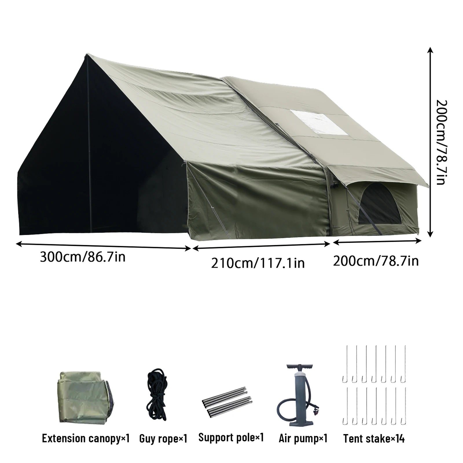 Pakicetus Inflatable Camping Tent - 4-Season, 4-8 Person with Windows