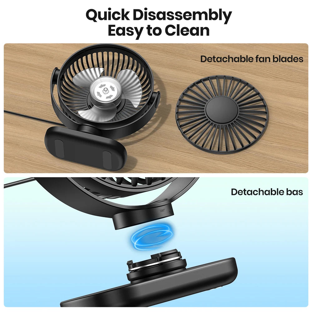 TOPK Mini Portable fan Standing fans for Room Camping,Rechargeable Electric USB Personal Fan Desk Table Stand Fan Table for Home