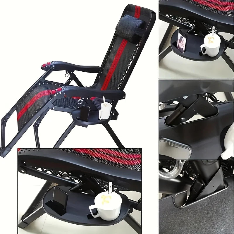 Durable Folding Chair Side Table Attachment, Plastic Beverage and Snack Storage Tray