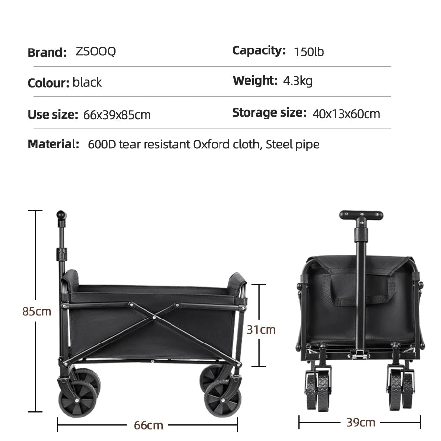 Heavy-Duty Folding Camping Wagon — Portable Utility Cart