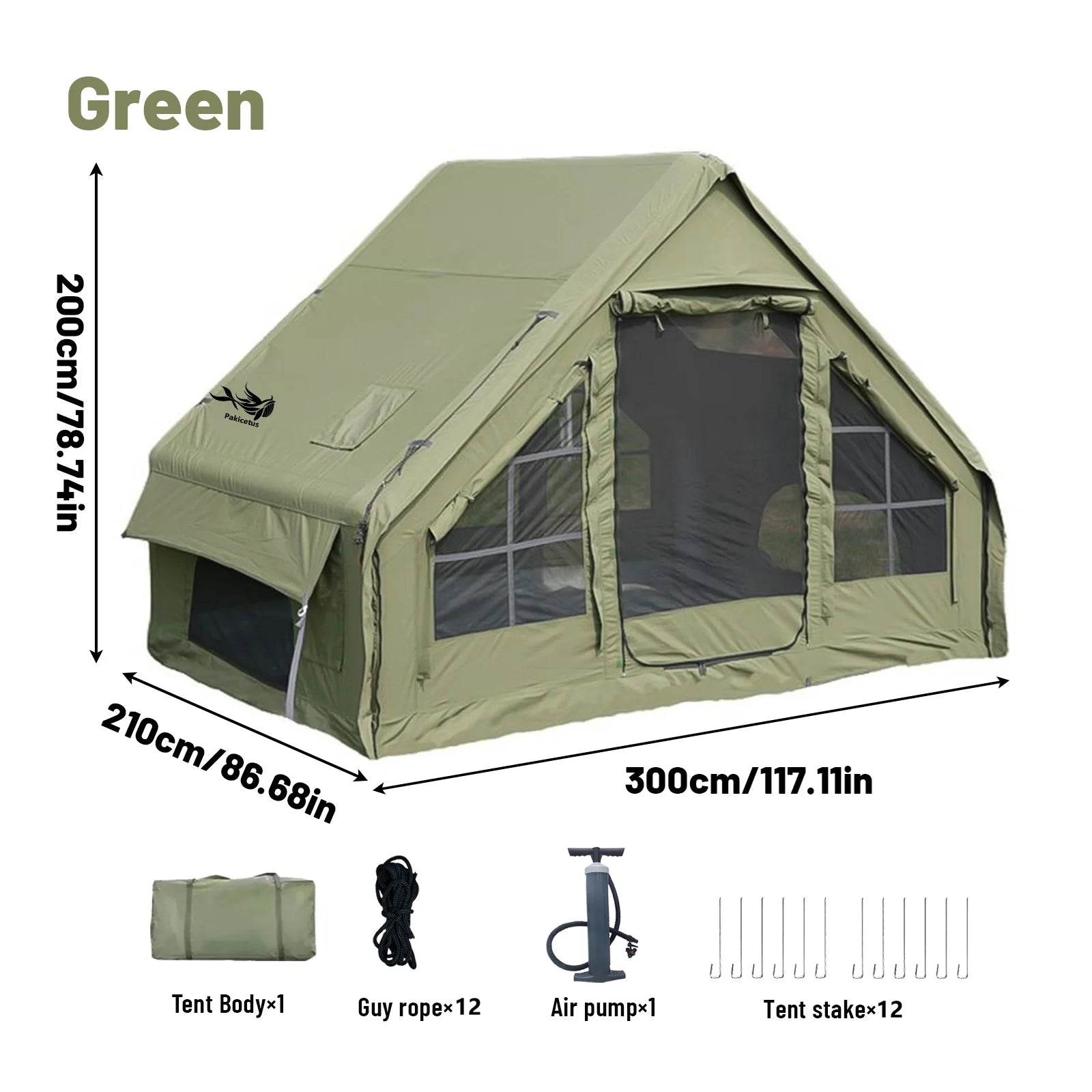 PAKICETUS Inflatable Camping Tent — 4 Season, 4–8 Person with Windows