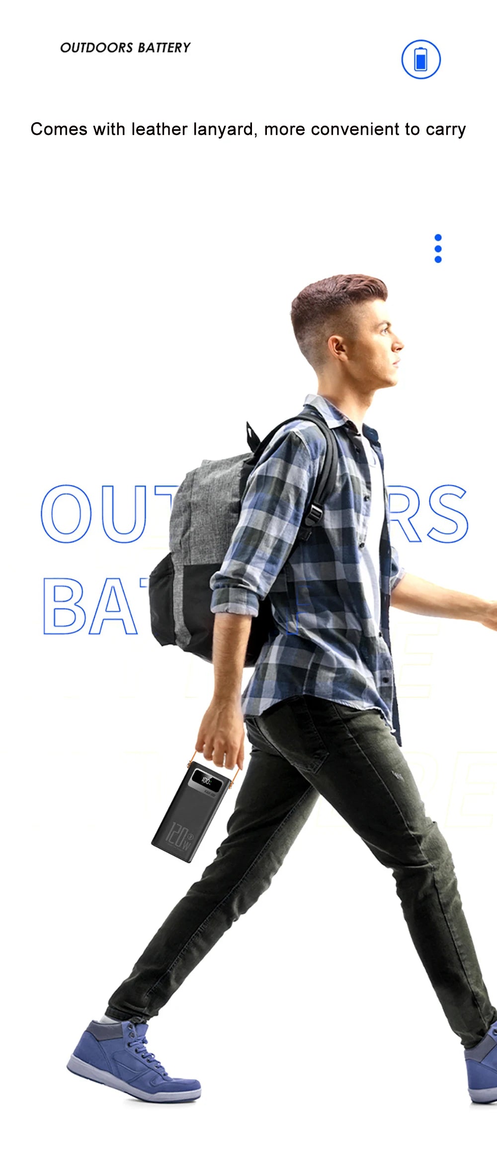 120W Fast Charging Power Station 60000mAh, Portable Large Capacity Power Bank Emergency Charger for Camping Home Use
