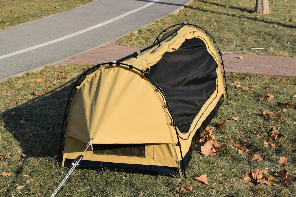 Canvas Swag Tent — 1–2 Person Dome Tent with Foam Mattress