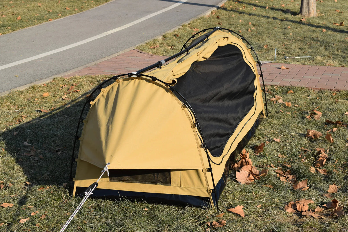 Canvas Swag Tent — 1–2 Person Dome Tent with Foam Mattress