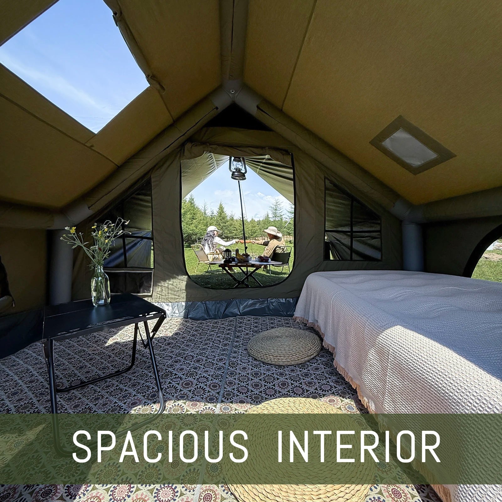 Pakicetus 8-Person Inflatable Glamping Tent - Mesh Windows & Hand Pump