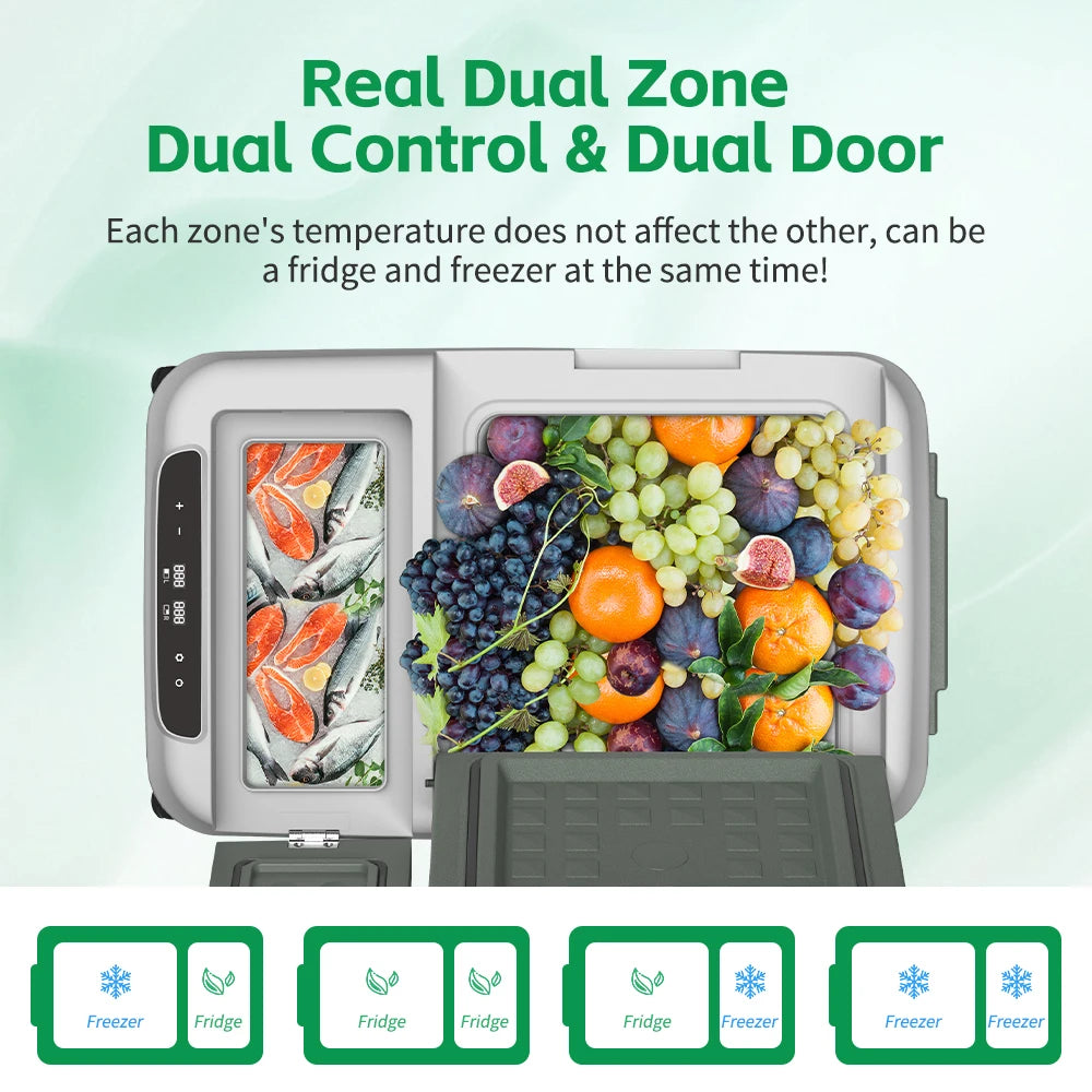 Alpicool DD40 40L Car Refrigerator 12V Compressor Fridge Freezer Dual Zone