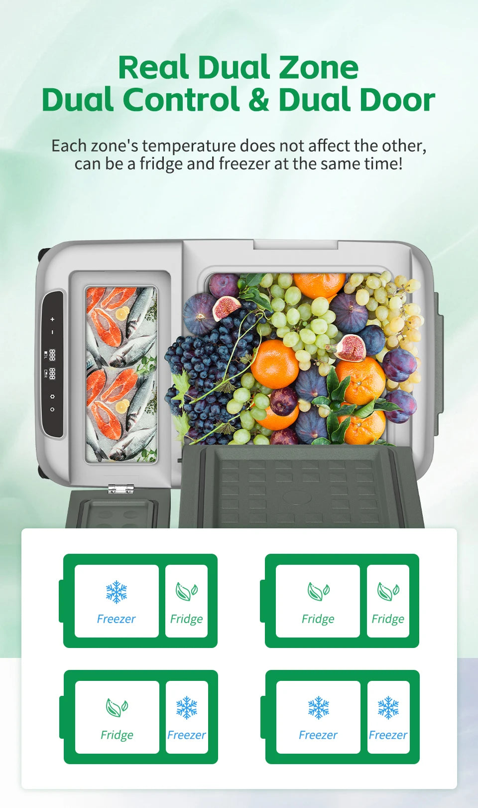 Alpicool DD40 40L Car Refrigerator 12V Compressor Fridge Freezer Dual Zone