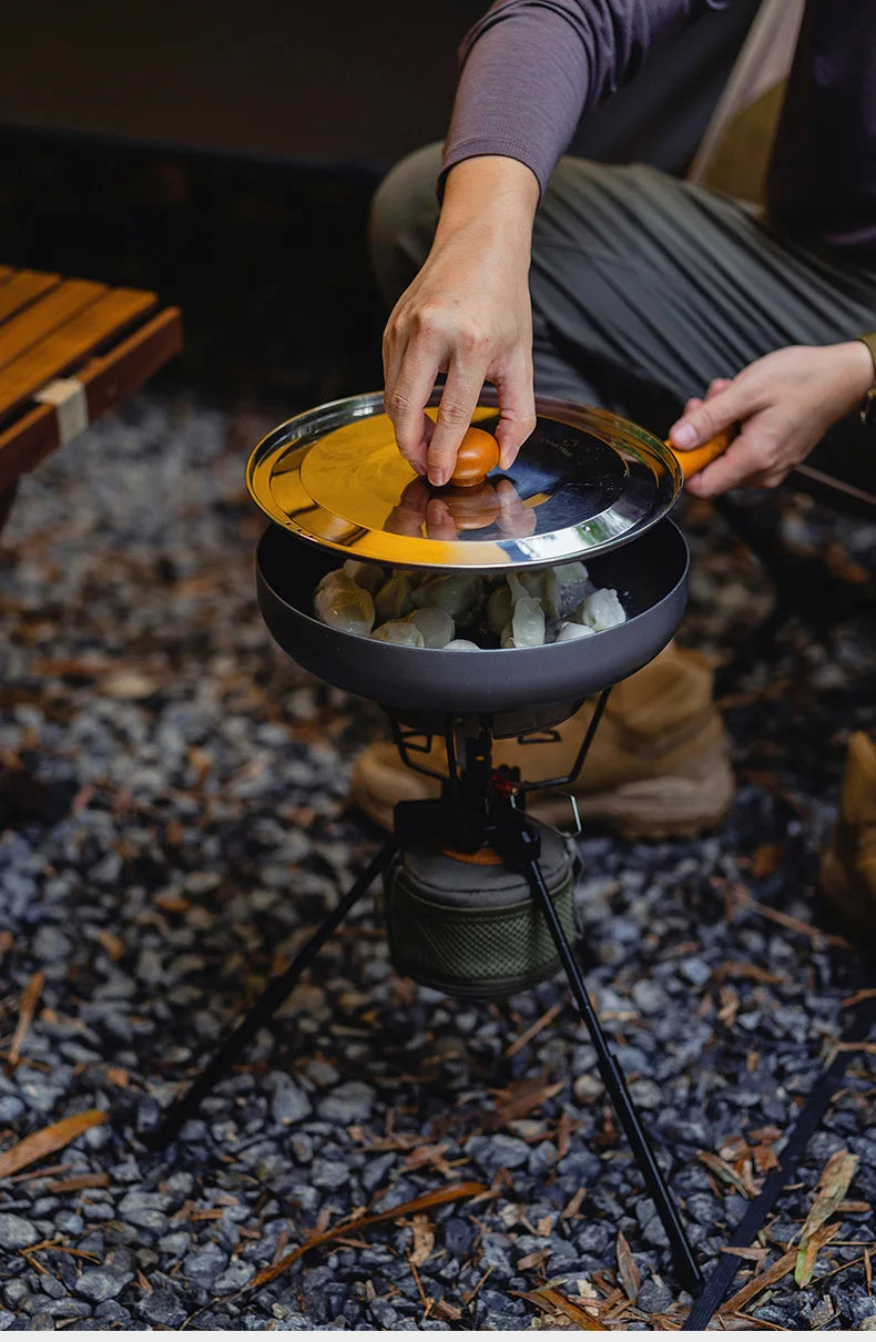 Thous Winds Camping Cookware Set Stainless Steel Outdoor Cooking Kit Tableware Cookset Pan Bowl Kettle Pot Picnic with Mesh Bag
