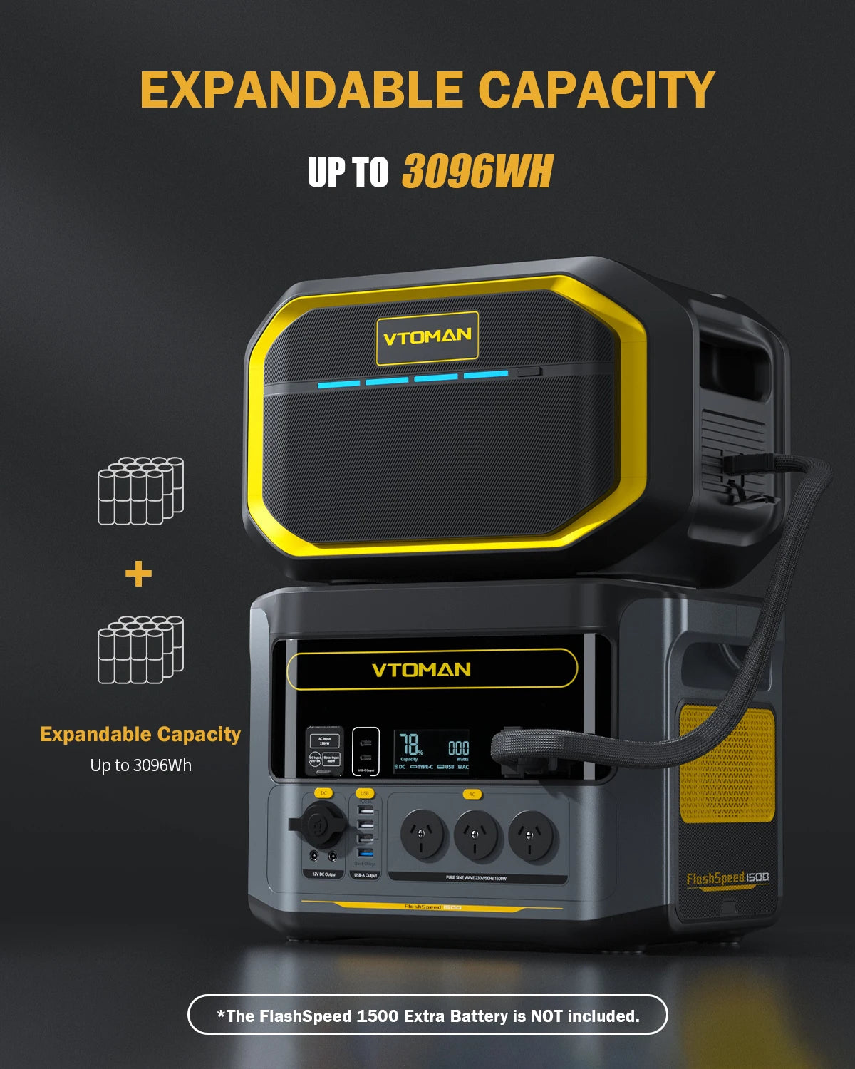 VTOMAN FlashSpeed 1500 Portable Power Station ,1548Wh LiFePO4 Battery Sine Wave