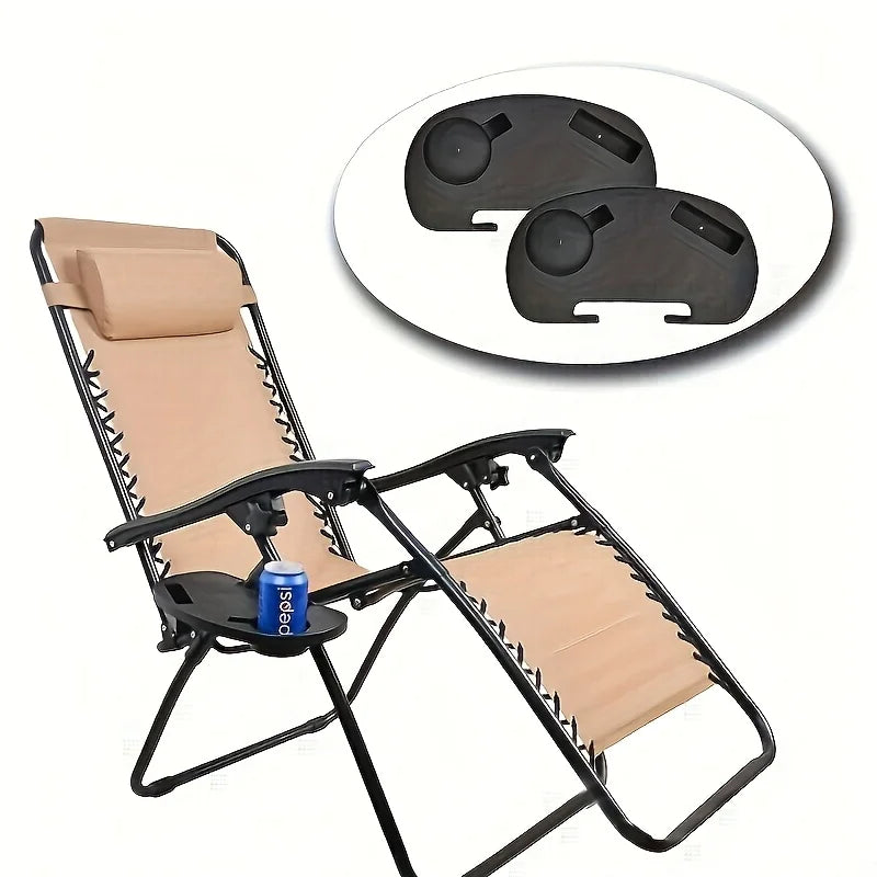 Durable Folding Chair Side Table Attachment, Plastic Beverage and Snack Storage Tray