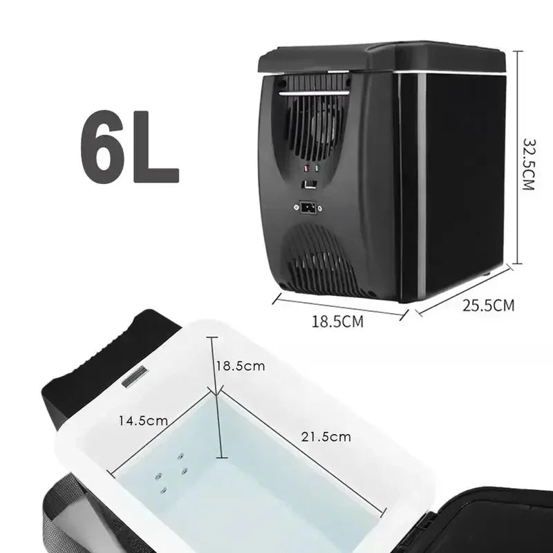 FDD 6L Car Refrigerator Mini Fridge Portable Freezer 12V DC Plug In Cooler